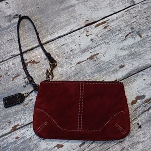 Coach Burgandy Suede Zip Wallet/Wristlet Vintage